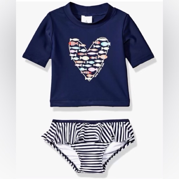 KIKO & MAX Girls Suit Set with Long Sleeve Rashguard Swim Shirt Size 6/9 M - Picture 3 of 6